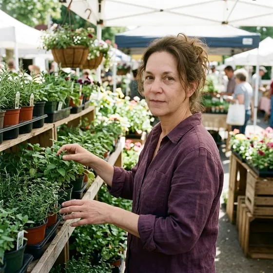 Woman at a garden market